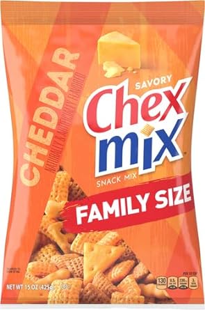Chex Mix Snack Mix, Cheddar, Savory Snack Bag, Family Size, 15 Oz