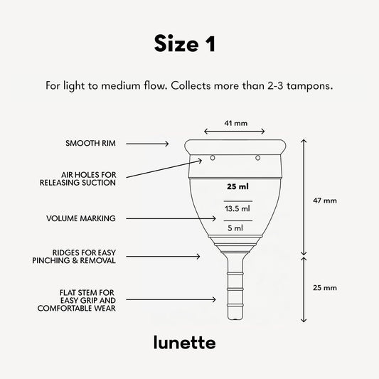 Lunette Menstrual Cup – Best Reusable Period Cup – Wear For 12 Hours And Reuse Up To 10 Years, Orange Size 1 For Light To Moderate Flow