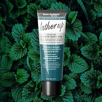 Aunt Jackie's Aloe & Mint Recipes Lather Up Stimulating Hair Moisturizing Shampoo Creme, Sulfate Free for All Hair Types and Textures, Green, 10 Oz : Beauty & Personal Care