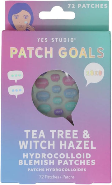 Yes Studio Patch Goals Speech Bubble Shaped Tea Tree & Witch Hazel Hydrocolloid Blemish Pimple Patches 72 Pack For Teens