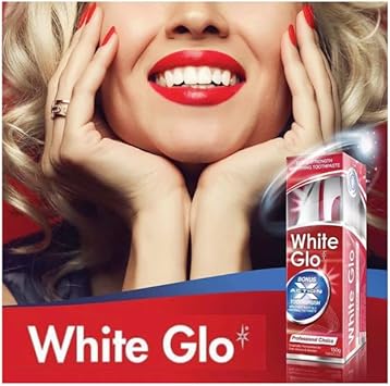 White Glo Professional Choice Extra Strength Whitening Toothpaste 100 Ml & Toothbrush (With Sanitral 50 Pcs Dental Floss Stick Included As A Gift)