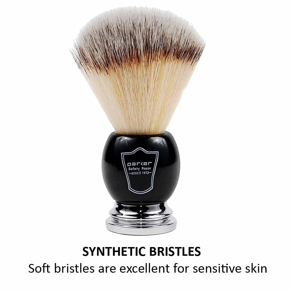 Parker Deluxe Synthetic Silvertip Shaving Brush β 22 Mm Ultra-Soft Knot, Chrome & Black Handle + Acrylic Stand For Proper Drying : Beauty & Personal Care