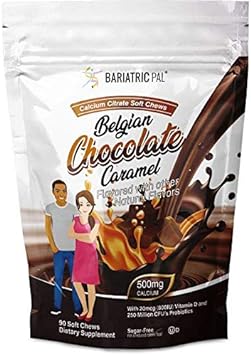 Bariatricpal Sugar-Free Calcium Citrate Soft Chews 500Mg With Probiotics (90 Count) - Belgian Chocolate Caramel