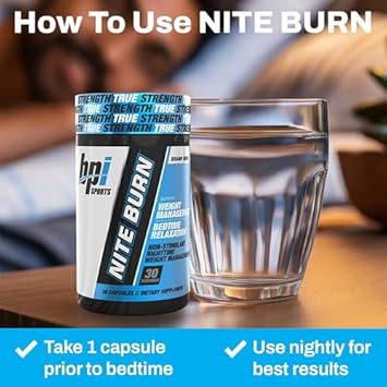 Bpi Sports Nite Burn Fat Burner For Women & Men - Bed Time Fat Burner & Sleep Support – Nighttime Relaxation & Metabolism Booster – Keto Friendly, Weight Loss – 30 Servings – 640Mg, Capsules : Health & Household