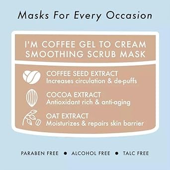 Tonymoly I'M Coffee Gel To Cream Smoothing Scrub Mask, Gentle Exfoliation, Smooths And Brightens For Softer Skin, 100 Ml