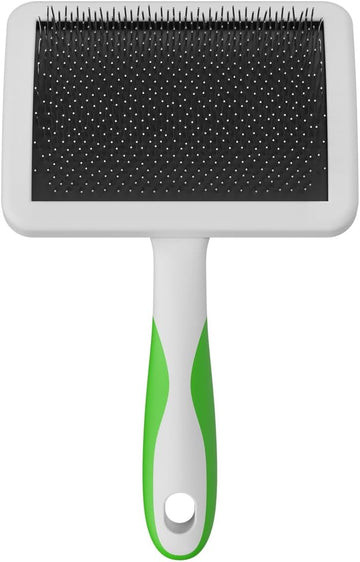 Andis 68540 Self-Cleaning Animal Slicker Brushes With Curved Stainless-Steel Bristles For All Breeds - Reduces Shedding By Up To 90%, Removes Tangles, Dirt & Loose Hair β Large, Green