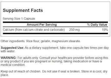 Swanson Calcium Citrate Complex Bone Muscle Nerve Health Blood Pressure Support Mineral Supplement 250 Mg Calcium (From Citrate & Carbonate) 100 Capsules
