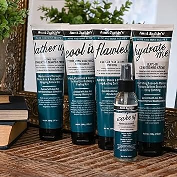 Aunt Jackie'S Aloe & Mint Recipes Lather Up Stimulating Hair Moisturizing Shampoo Creme, Sulfate Free For All Hair Types And Textures, Green, 10 Oz