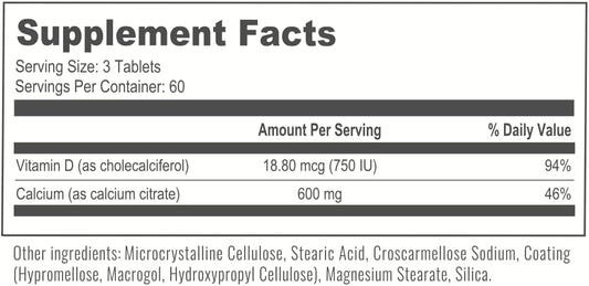 Bariatricpal Easy Swallow Calcium Citrate (600Mg) And D3 Coated Tablets (30-Day Supply)