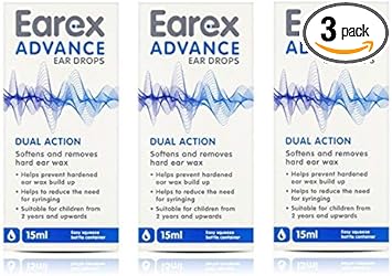 Earex Advance Ear Wax Removal Drops- Dual Action 12Ml **3 Pack Deal