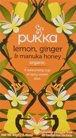 Pukka Herbs Organic Lemon Ginger Manuka Honey Tea, 20 Ct
