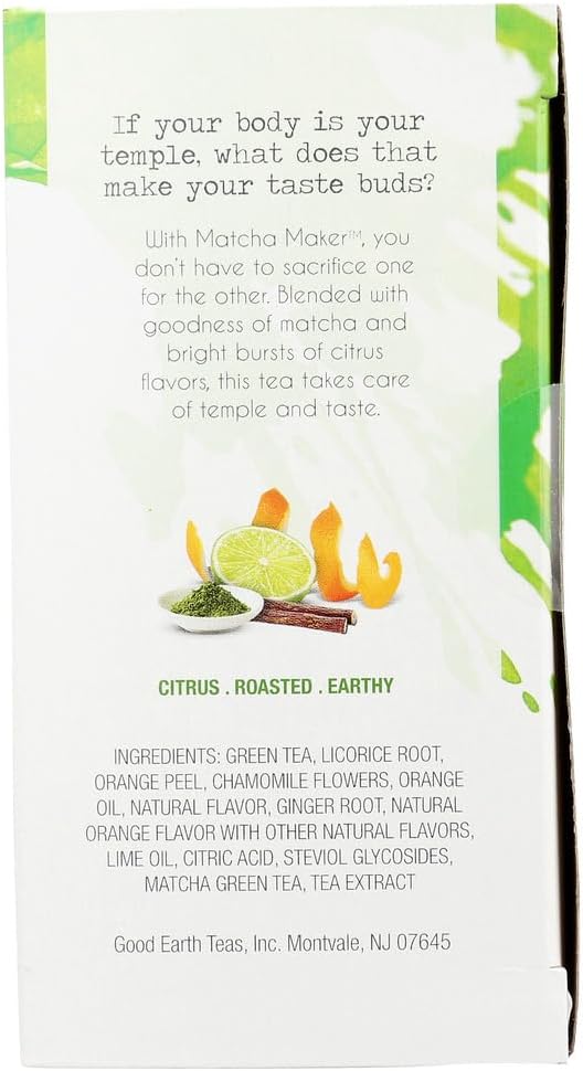 Good Earth Sweet & Spicy Matcha Flavored Green Tea 18 Tea Bags 1.37 Oz (Pack Of 1)