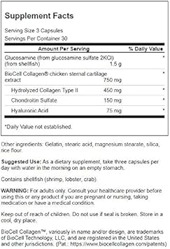 Swanson Glucosamine & Collagen Type Ii - Featuring Biocell Collagen 90 Capsules (2 Pack)