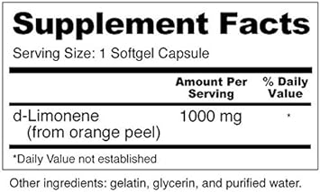 High Potency d-Limonene Capsules 1000mg, 120 Capsules - Orange Peel Extract for Digestive Health, Heartburn, Acid Reflux, Detoxification : Health & Household