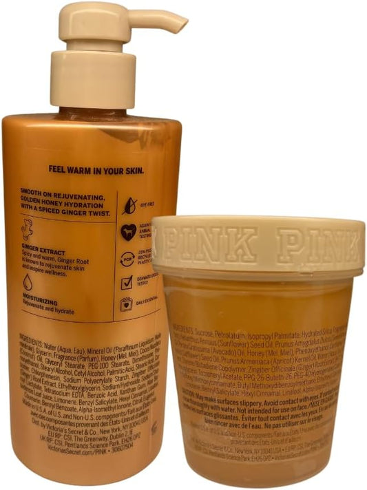 Victoria'S Secret Honey And Ginger 2 Pack Body Lotion 450Ml Body Scrub 300Ml