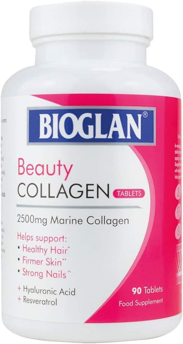 Bioglan Collagen Tablets | 2500Mg | Hydrolysed Marine Collagen |Hyaluronic Acid | Resveratrol | Biotin | Selenium & Vitamin C | 90 Tablets