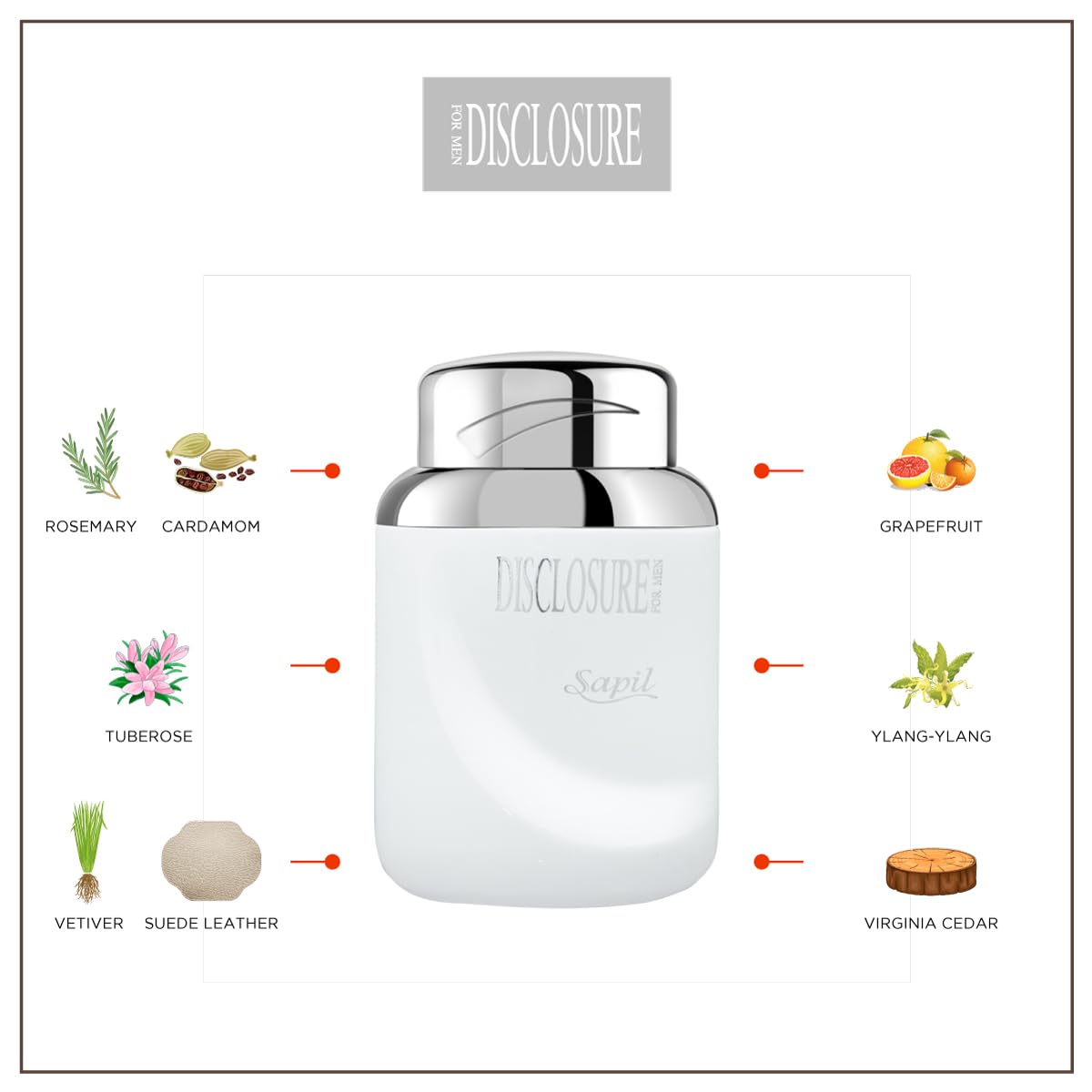 Sapil Disclosure White Perfume For Men - Long-Lasting Dubai Cologne - Woody Aromatic Edt Spray - 3.4 Oz (100 Ml) - Ideal Men'S Fragrance For Daily Wear : Beauty & Personal Care