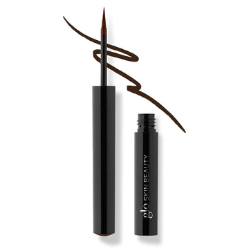 Glo Skin Beauty Precision Liquid Eyeliner (Dark Brown) - Fine, Elongated, Flexible Felt Tip Delivers An Even Application - Fast Drying, Matte Finish, With Caffeine