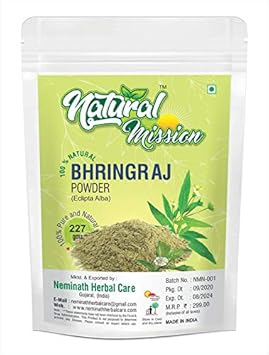 Natural Mission 100% Natural Bhringraj Powder (Eclipta Alba) - Promotes Healthy Hair Growth (227 Grams (0.5 Lb) 8 Ounces) : Beauty & Personal Care