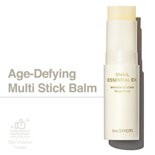 Thesaem Snail Essential Ex Wrinkle Solution Multi-Purpose Balm Stick – Anti Aging & Moisturizing – Face & Eye Treatment – With Snail Collagen & Honey For Moist Glow, 0.4Oz