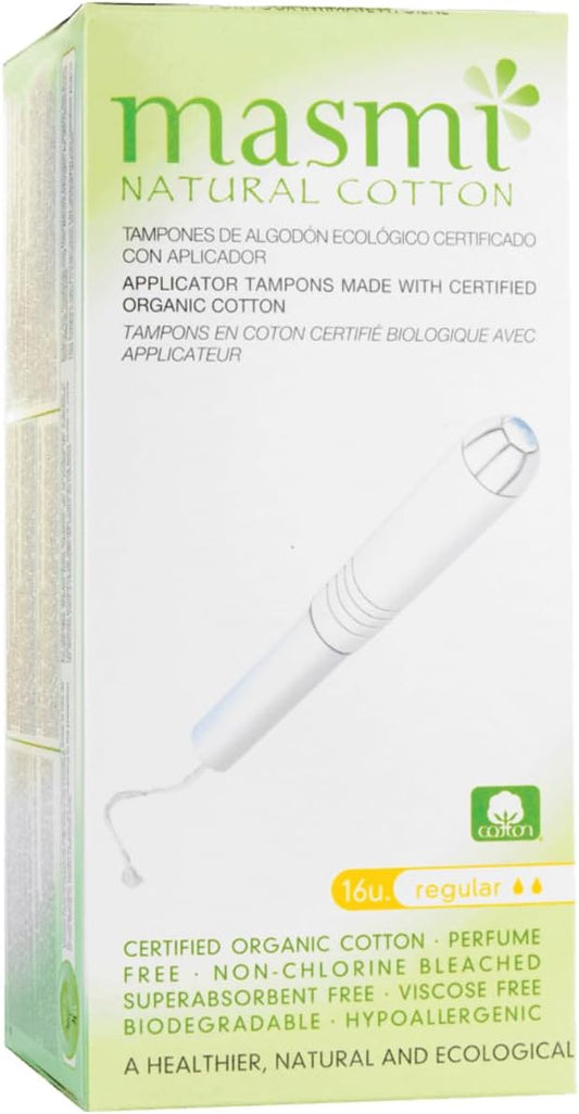 Masmi Natural Cotton Organic Tampons Classic + Applicator 16 Count