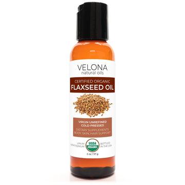 velona USDA Certified Organic Flaxseed Oil - 2 oz | 100% Pure and Natural Carrier Oil | Unrefined, Cold Pressed | Hair Growth, Body, Face & Skin Care | Use Today - Enjoy Results