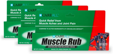 Careall Muscle Rub Cream, 3 Pack (3 Oz Tubes) – Non-Greasy Formula With 10% Menthol & 15% Methyl Salicylate