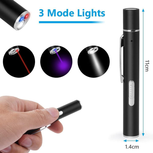 3-In-1 Cat & Dog Red Pointer Light Pen Toy - Usb Rechargeable Led Cat Pen Light | Interactive Pet Scratching Practice & Chase Training Tool