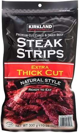 Kirkland Signature Steak Strips Thick Cut Jerky Beef Protein Snack Pack Of 300G