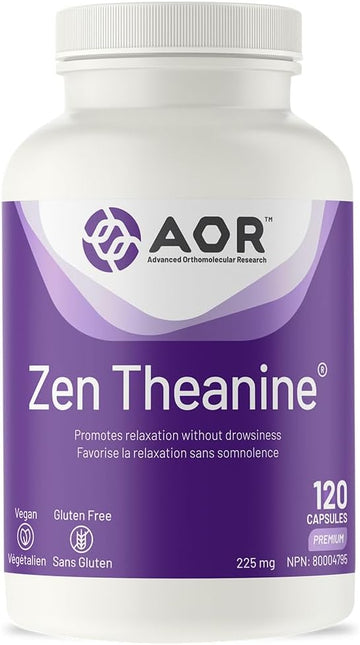 Aor, Zen Theanine, Natural Supplement To Promote Relaxation, Fast-Acting Non-Drowsy Formula, Vegan, 120 Capsules (120 Servings)