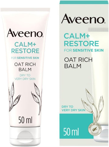 Aveeno Face Calm+Restore Oat Rich Balm, Deeply Moisturises, For Very Dry & Irritated Skin, With Soothing Triple Oat Complex & Ceramides, Unscented, 50Ml (Pack Of 5)
