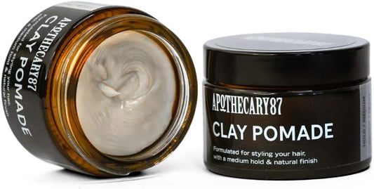 Apothecary 87 Clay Pomade | Premium Formulation | Natural Finish, Medium Hold, Heavy Weight | All Hair Types | Hair Clay | 50Ml