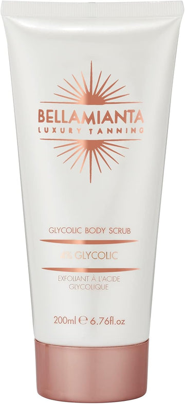 Bellamianta Glycolic Body Scrub With Aha Blend - Unique Triple Action Technology For The Ultimate Tough Tan Remover - Skin Exfoliator Wash With Seabuckthorn - 200Ml