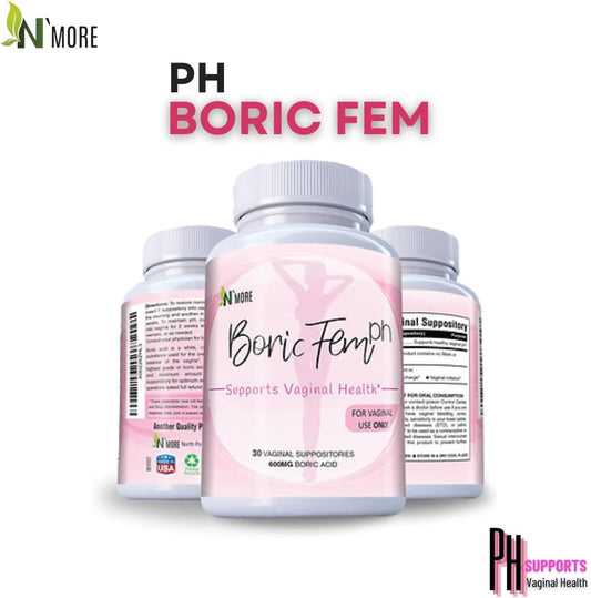 N'More Boric Acid Vaginal Suppositories- 100% Pure - Made In Usa- Boricfem Vaginal Health Supplement- 30 Servings (Pack Of 1)