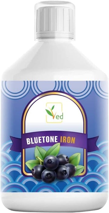 Liquid Iron Supplement - Bluetone, Suitable For Vegans And Vegetarians, Iron Supplement, Natural Iron In Mixed Fruit Flavor - 500 Ml, 15 Ml Dose Per Day, 33 Doses
