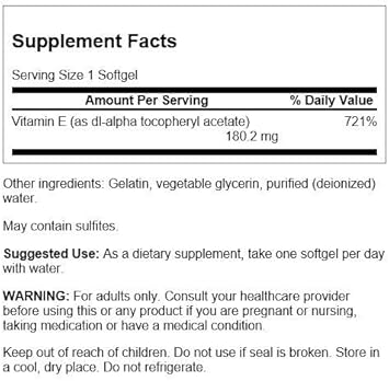 Swanson Vitamin E 400 Iu 400 Iu (268 Milligrams) 60 Sgels (3 Pack)