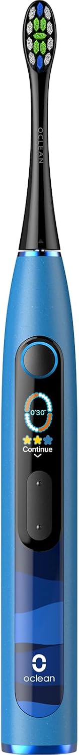 Oclean X10, Smart Sonic Electric Toothbrush, 5 Brushing Modes, 3H-Quick Charge For 60 Days, 2 Min Timer & Pressure Sensor, Ipx7 β Blue