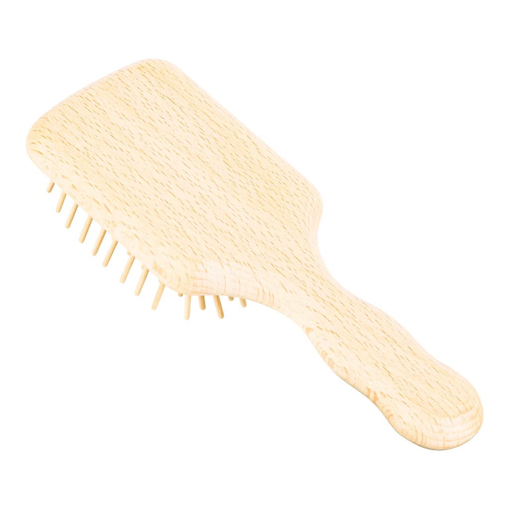 Acca Kappa Natural Paddle Hair Brush Travel Size Wooden Pins Beechwood Anti-Static Scalp-Massage Detangler