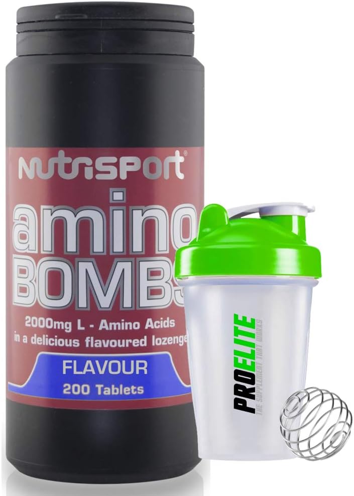 Nutrisport Flavoured Chewable Amino Bombs 200 Tablets + Shaker (Strawberry)