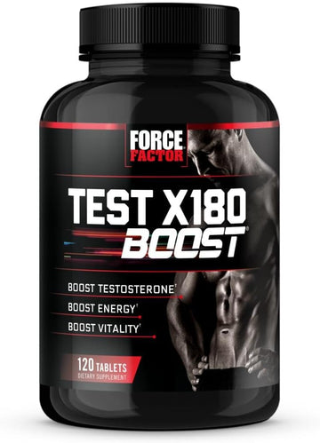 Force Factor Test X180 Boost Testosterone Booster And Energy Supplement For Men, Boost Energy, Increase Stamina, Enhance Vitality And Performance, With D-Aspartic Acid And Fenugreek, 120 Tablets