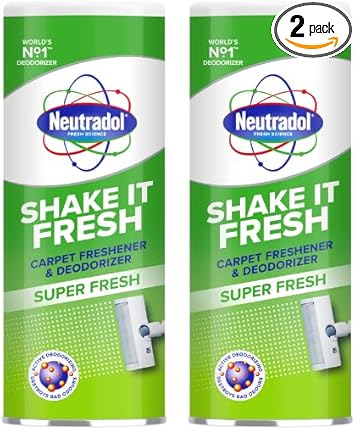 Neutradol Shake It Fresh Carpet Deodoriser, Odour Neutraliser For Carpets & Rugs, Super Fresh, Multipack Of 2 X 350G