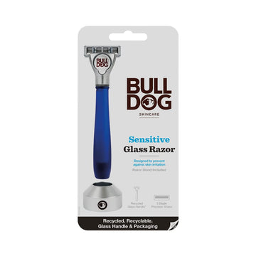 Bulldog Mens Skincare And Grooming Sensitive Recycled Glass Handle Razor With Razor Stand