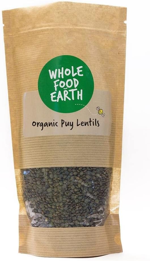 Wholefood Earth Organic Dark Green French Style Lentils 500G Gmo Free | Vegan | High Fibre | High Protein | Certified Organic