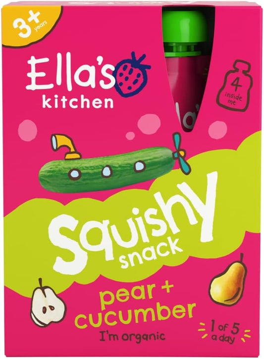 Ella'S Kitchen Squishy Snack Pear + Cucumber 3+ Years 4 X 100G