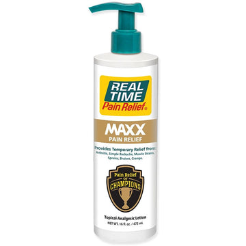 Real Time Pain Relief Maxx - 16Oz Pump Bottle | 18 Natural Ingredients | Fast-Acting Relief For Muscle Pain, Arthritis, Backaches, And More | Includes Menthol, Arnica, Peppermint Oil