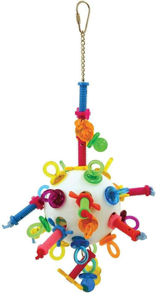 Nuts, Bolts & Binkies Parrot Toy | Large Plastic Ball Shaped Bird Puzzle | African Grey Parrots - Amazon Parrots - Cockatoos - MacawsAyc-A616