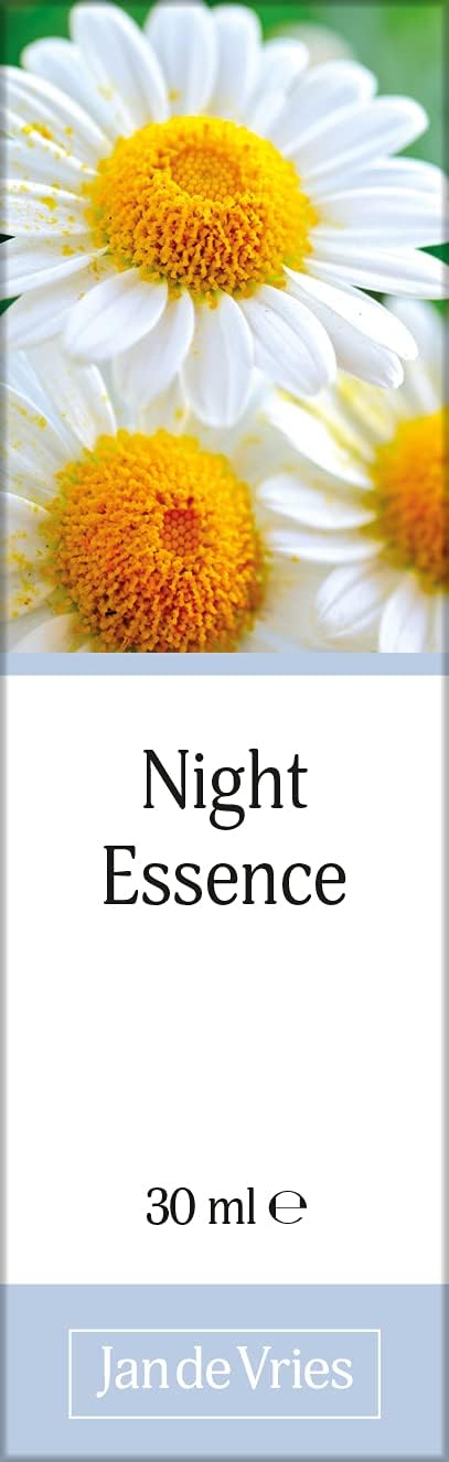 Jan De Vries Night Essence | Promote Better Sleep | Flower Essence | Quieten An Over-Stimulated Mind | Contains Chamomile, Aspen & Bluebell | 30Ml