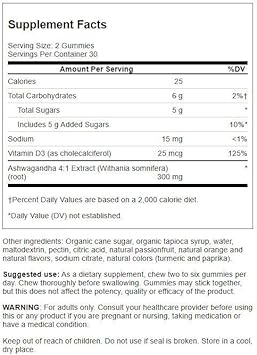 Swanson Ashwagandha Gummies With Vitamin D - All Natural Supplement Promoting A Calm & Relaxed Mindset - Helps To Support Stress Reactions & Immune Health - (Passion Fruit-Orange, 60 Gummies)