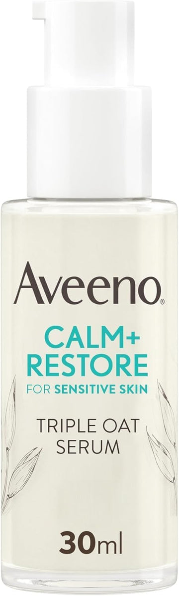 Aveeno Face Calm+Restore Triple Oat Serum (1 X 30Ml), Instantly Smoothing Face Serum With Triple Oat Complex And Calming Fever For Fortified Skin And 24H Moisturisation, Face Care For Sensitive Skin
