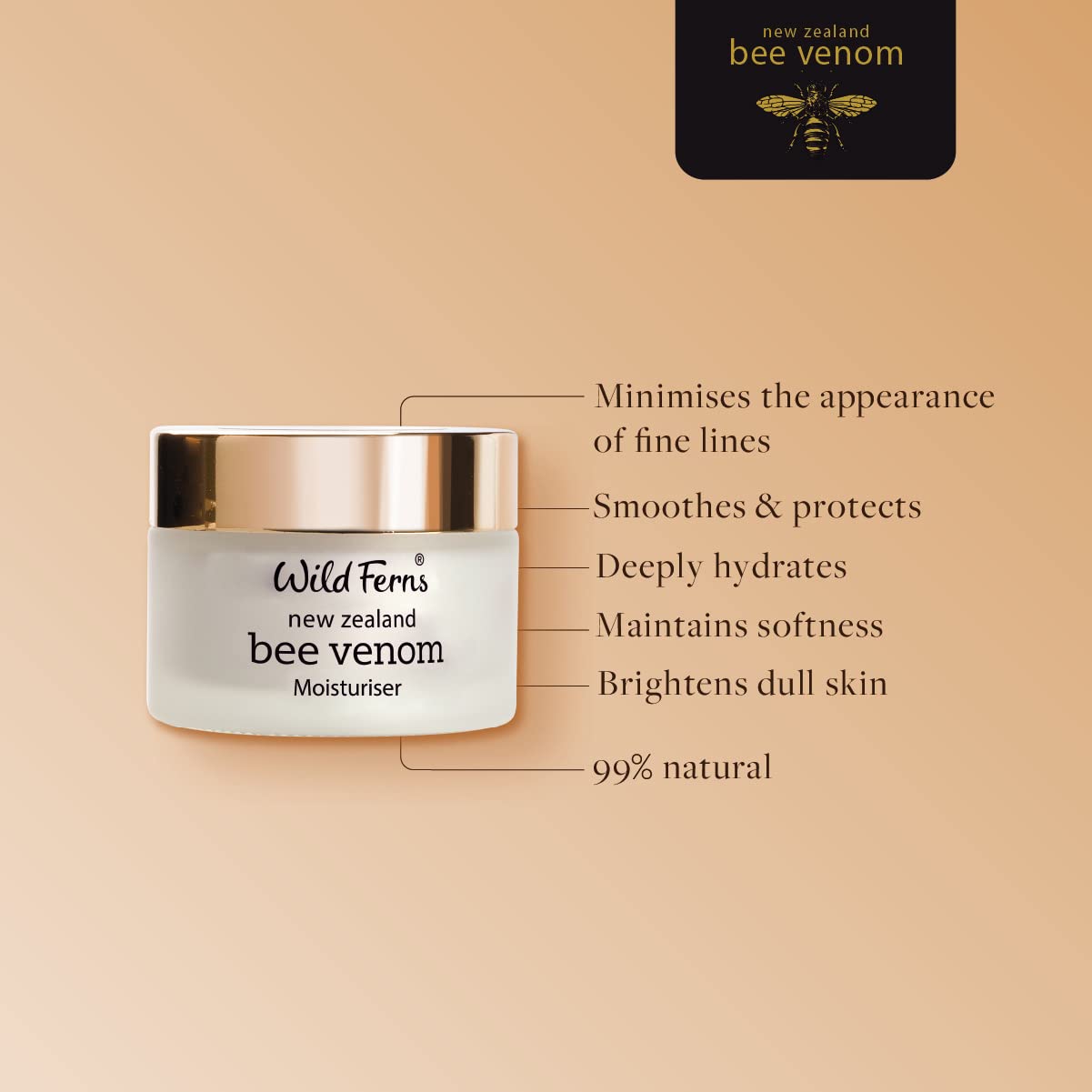 Wild Ferns New Zealand Bee Venom Moisturiser With Manuka Honey 80+, 99% Natural, 100 Grams : Beauty & Personal Care